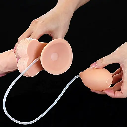 Реалістичний фалоімітатор з еякуляцією LoveToy Soft Ejaculation 22.9 см тілесний - фото 6