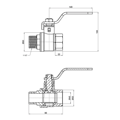 Кран кульовий SD Plus 1" 1/2 ВЗ для води (важіль) SD605W40 - фото 2