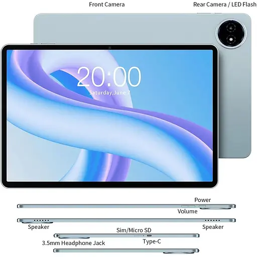 Планшет Teclast M50 Plus 10.1" 6ГБ, 128ГБ, LTE, 7000мА • год, Android, синий - фото 5