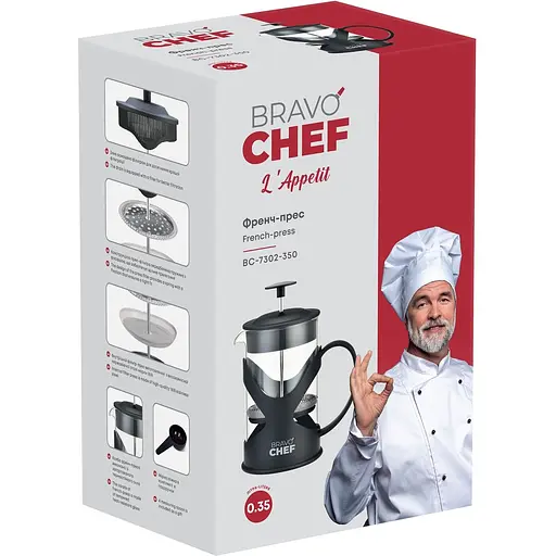 Френч-прес Bravo Chef L'Appetit 350 мл чорний (BC-7302-350) - фото 5