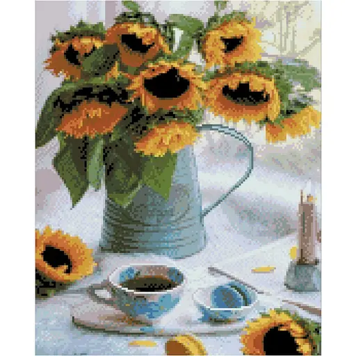 Алмазна мозаїка Соняшники у глечику Strateg FA40863 40х50 см - фото 1