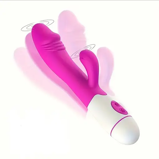 Багатофункціональний вібратор-кролик, стимулятор точки G і клітора, з проникненням і масажем. Рожевий - фото 5