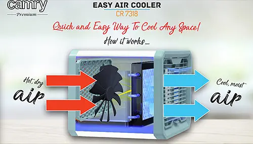 Портативный охладитель воздуха Camry 7318 3в1 (охлаждает, очищает и увлажняет) - LED 7 цветов, 50Вт - фото 5