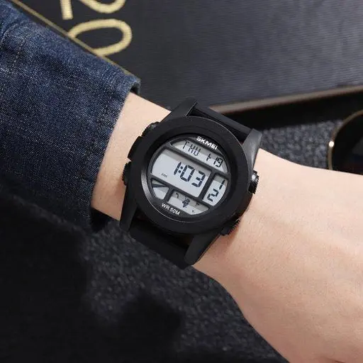 Тактические водостойкие кварцевые часы Skmei World black - фото 5