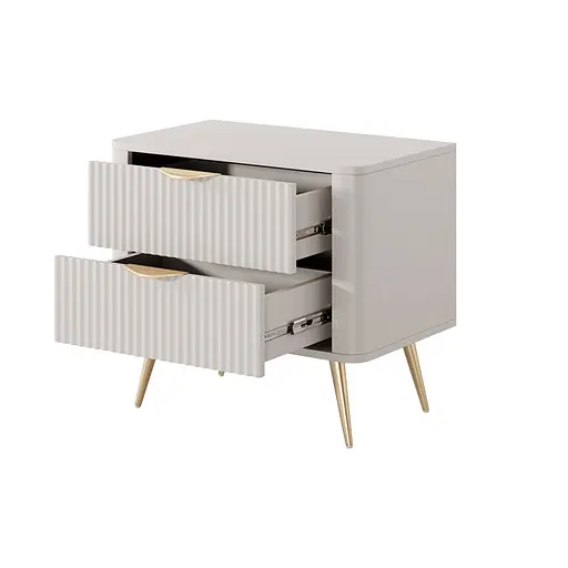 Тумба приліжкова Perfect Home Ланте / Lante з 2 шухлядами і золотими ніжками 2S Беж (PFH-091123) - фото 2