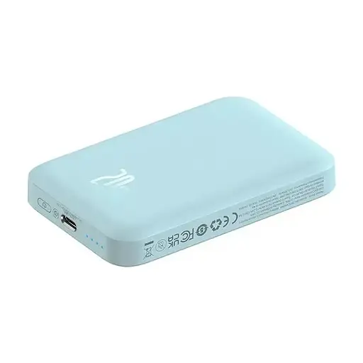 Магнитный портативный павербанк с беспроводной зарядкой Baseus Magnetic 20 W 6000 mAh для iPhone синий - фото 5