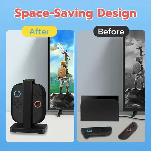 Зарядная док-станция Mcbazel, совместимая с Nintendo Switch 2 (2025) JoyCon со светодиодными индикаторами - фото 3