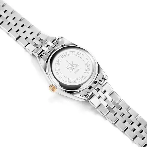 SHENGKE Жіночий годинник з кришталевим акцентом і ремінцем із цільної легованої сталі Елегантна сукня Кварцовий годинник - фото 6