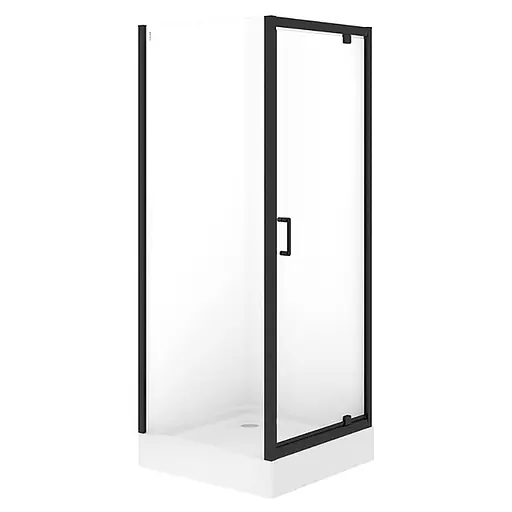 Душевая кабина Cersanit Brasco 80x80 см квадратная распашная прозрачное стекло на мелком поддоне black S601-2 32, прозрачный, черный - фото 1