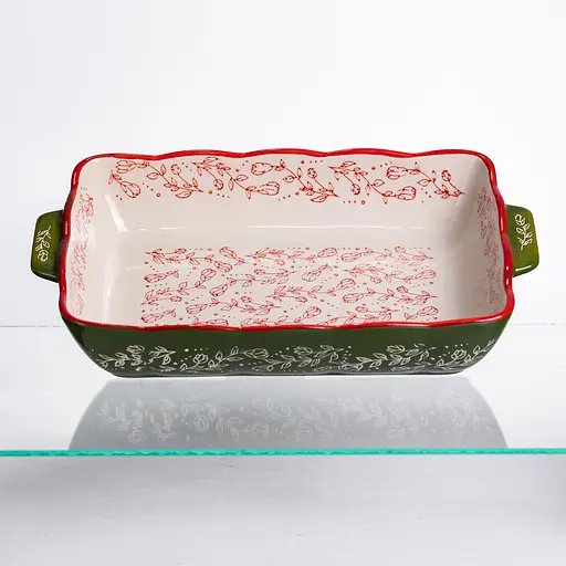 Форма для випікання Vintage 33×21×5.5 (см) прямокутна форма для випікання в духовці з ручками Зелений Yiwu HM05-11 - фото 2