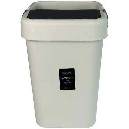 Мусорное ведро Motek на 18 л с поворотной крышкой 27.5х27.5х41 см Белый (COB-411)  - фото 1