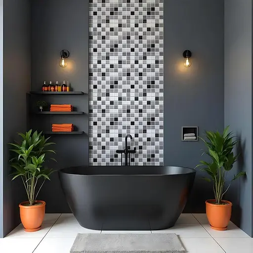 Декоративная панель ПВХ 960х480х4мм Черно-белая мозаика SW-00001432 - фото 7