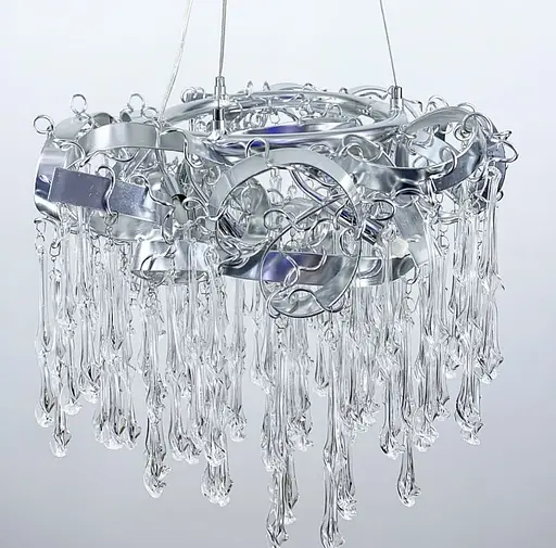 Подвесной светильник в цвете хром со стеклянными закрученными подвесами Line.F Диаметр 60см - фото 4