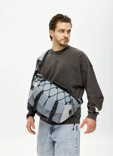 Мужская сумка-бананка под ноутбук Sambag Urban Pro голубая 46×26 см (51411210m) - фото 1