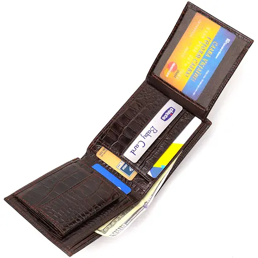 Мужской кожаный кошелек Canpellini 12х9.7х1 см acs0025693 - фото 4