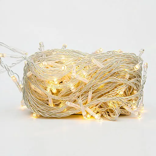 Новорічна гірлянда кімнатна нитка GarlandoPro 16 м 160 LED білий провід Жовте світло W160LED16MWY