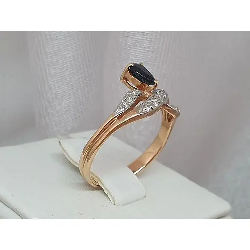 Золотое кольцо с бриллиантами и сапфиром. RS6194K 18 - фото 3