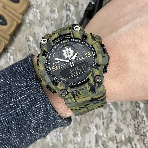 Наручний годинник чоловічий 001CMGRPO Поліція Зелений камуфляж + Коробка. Patriot acs0031080 - фото 4