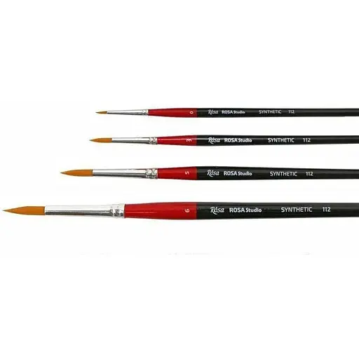 Кисть синтетика круглая 112 №3 длинная ручка Rosa Studio [CD]