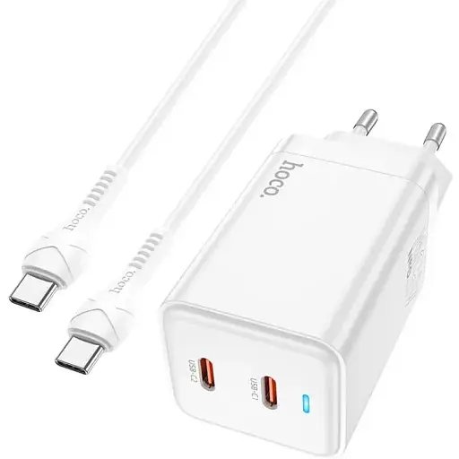 Зарядний пристрій Hoco Type-c to Type-c Cable Starlight N23 45 ватів біле - фото 1