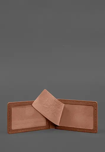 Кожаная обложка на удостоверение ГСЧС с карманом светло-коричневая - фото 4