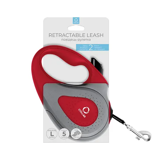 Повідець-рулетка CoLLaR для собак розмір L 50 кг 5 м світловідбивна стрічка червоний - фото 3