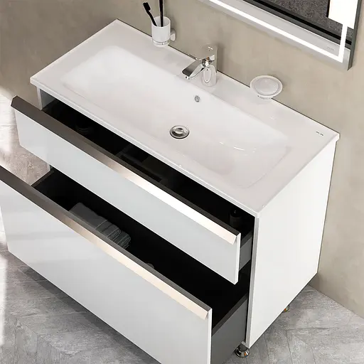 Тумба з умивальником AM.PM X-Joy підлогова 100 см 2 ящики білий MTA-FSX1002WG-WCC1002WG Білий - фото 9