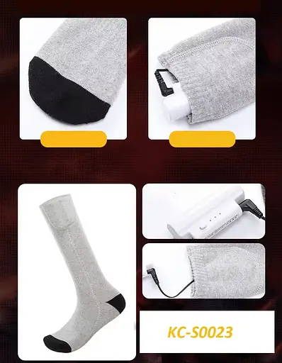 Шкарпетки KC-S0023 з підігрівом та блоком живлення 2200 mAh (Сірий) - фото 6