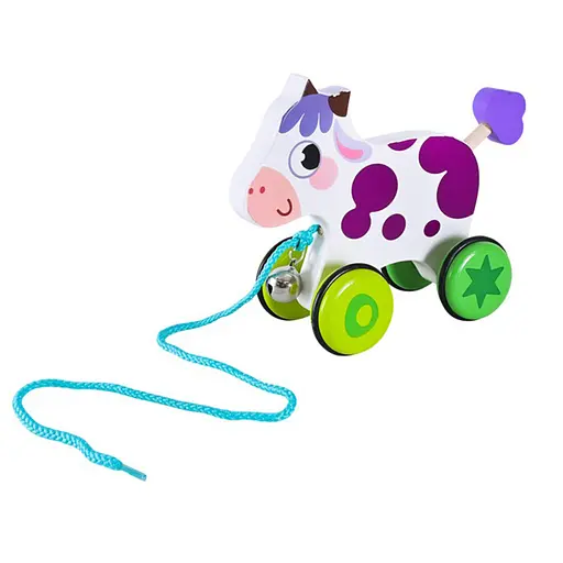 Дитяча дерев’яна каталочка "Корівка" Bambi C15030-6 на мотузці - фото 1