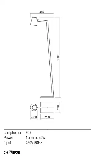 Торшер Redo MINGO LAMP 1X42W E27 WHITE (4.1.1) 01-1556 - фото 3