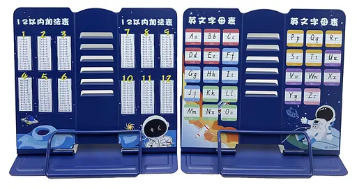 Підставка для книг металева, із англійським алфавітом АВС або таблицею додавання, синя, А5, 21x16.9x19 см - фото 2