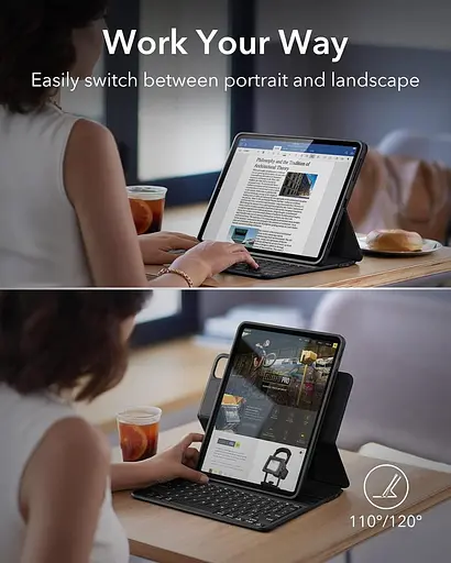 Чехол для клавиатуры ESR Ascend Lite, чехол для клавиатуры iPad, совместимый с iPad Pro 11/iPad Air 5/4, магнитный чехол съемный - фото 7