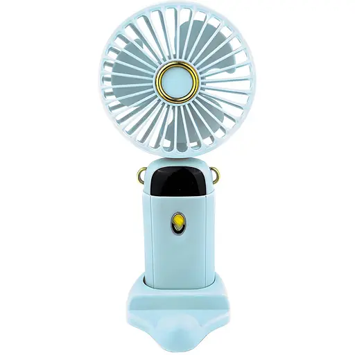 Детский портативный USB-вентилятор Mini Fan с подставкой для телефона голубой (677-58A)