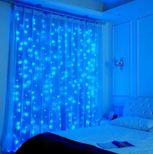 Новогодняя светодиодная гирлянда-штора Роса 2x2 м с 160 синими LED лампочками и питанием USB - фото 4