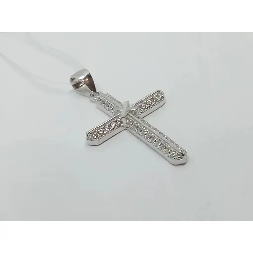 Срібний хрест Аметист з фіанітами 1351951 - фото 2