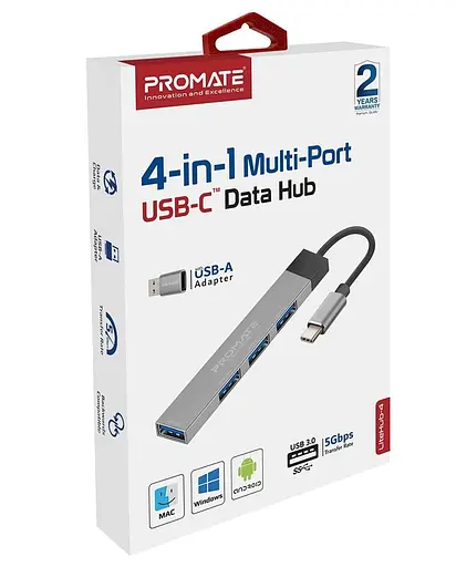 USB-Хаб Promate USB Хаб на 4 порти (litehub-4.grey) - фото 2