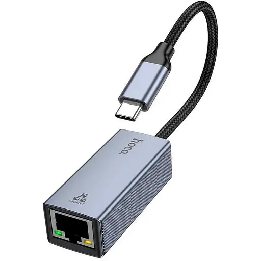 Интернет-адаптер Hoco UA37 1000 Мбит/с Type-C to RJ45 сетевая карта внешняя гигабитная - фото 1