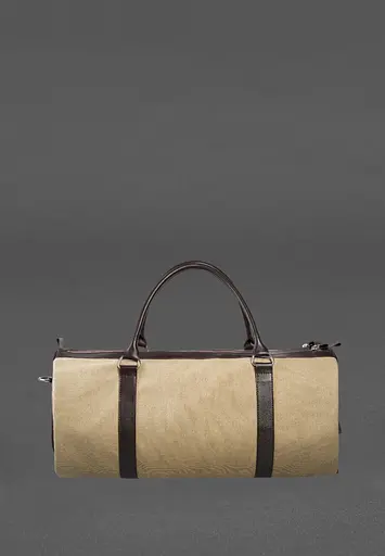 Сумка Harper MAXI з канвасу з темно-коричневими шкіряними вставками - фото 3