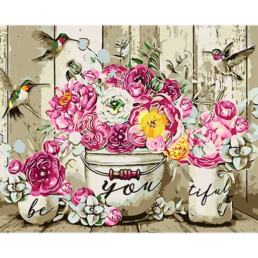 Набір для розпису по номерах Фіолетова естетика квітів, Strateg, 30x40 см, LY67