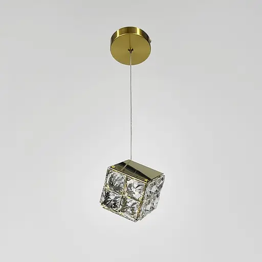 Латунный светильник с подвесным хрустальным кубом 10х10 см | Line F | Арт. A267-100*100 - фото 7