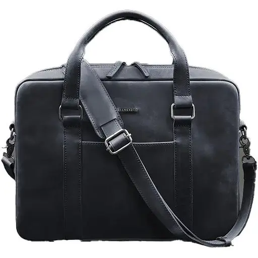 Шкіряна сумка для ноутбука та документів синя Crazy Horse - фото 1