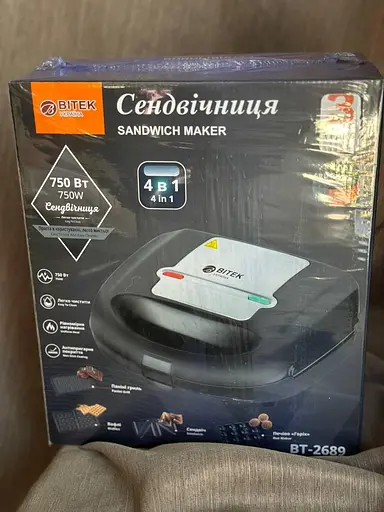 Мультимейкер 4в1 Bitek BT-2689 съемные формы с антипригарным покрытием 750 Вт Черный - фото 7