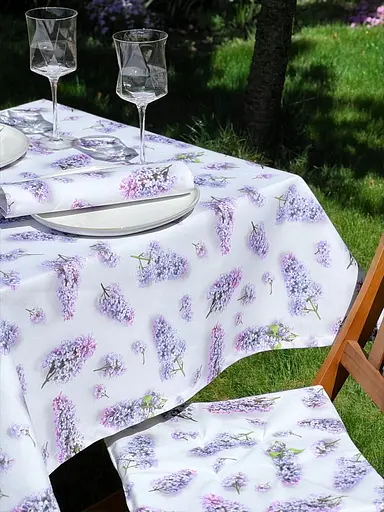 Водовідштовхувальна Скатертина з 3D принтом Бузок 240х140 см (+ 5 серветок 30х40) Бузковий - фото 6