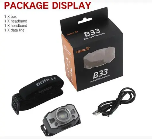 Налобний ліхтар Boruit B33 XP-G2 + 2*3030 водонепроникний ліхтарик - фото 7