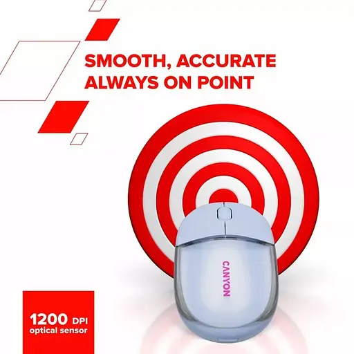 Миша Canyon OnClick 24 BT/ Wireless Transparent/Blue (CNS-CMSW24BL) - фото 10