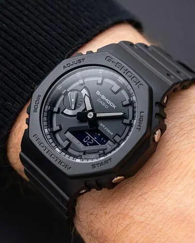 Черные полимерные мужские наручные часы Casio G-Shock GA-2100-1A1ER с полимерным ремешком - фото 3