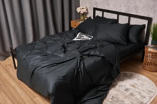 Комплект постельного белья Moon&Star Satin Stripe Midnight Luxe семейный 160х220х2 наволочки 2х50х70 - фото 5