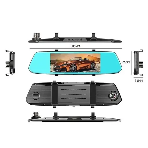 Зеркало видеорегистратор W70 сенсорное "7 дюймов" - фото 2