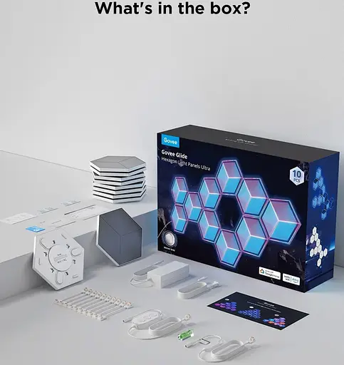 Набір настінних світильників Govee H606A Glide Hexagon Light, 7, RGBIC, WI-FI/Bluetooth, білий - фото 3