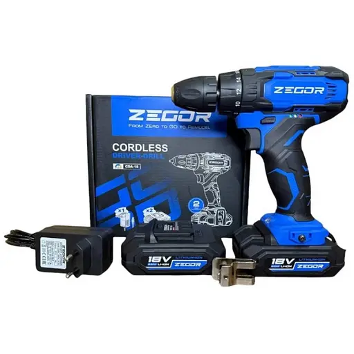 Шуруповерт аккумуляторный универсальный Zegor CDA-18/18В/35 Нм/две скорости/2 батареи 18 В 2 Ач/Реверс/Подсветка
 - фото 1